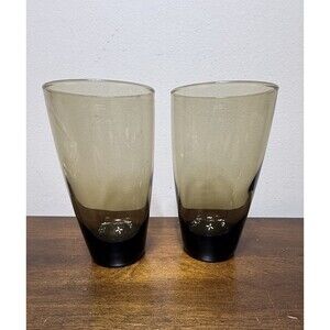 Tawny Smoke Brown Large Glasses Tumblers by Libbey Lot Of Two (2)